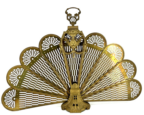 Mcm brass peacock fan - brass,
