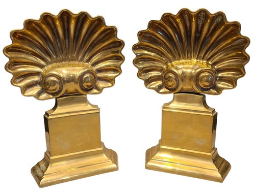 Brass andirons art deco - brass,